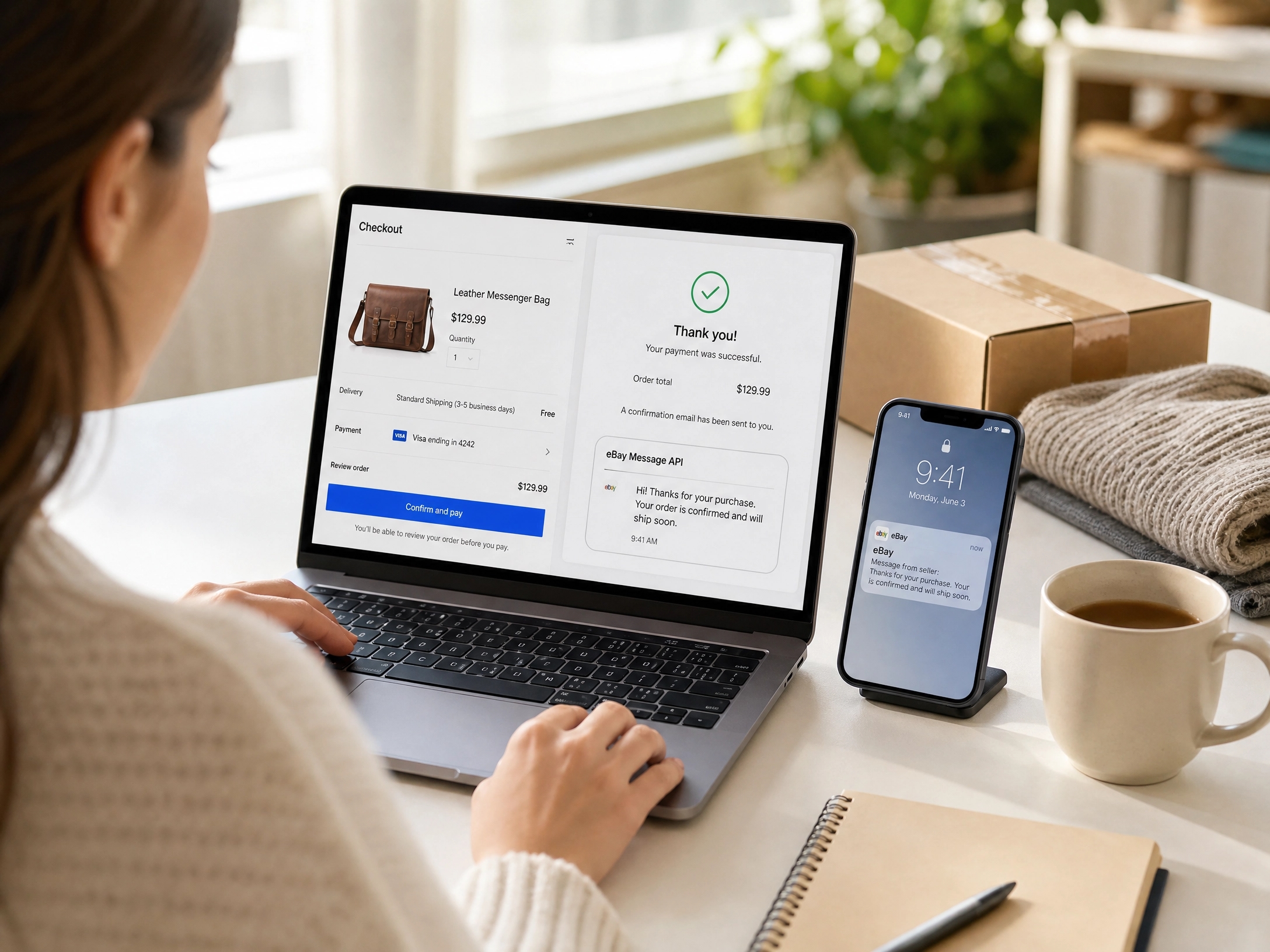 Konfirmasi pesanan eBay dan notifikasi pesan pembeli disinkronkan melalui Udesk eBay Message API