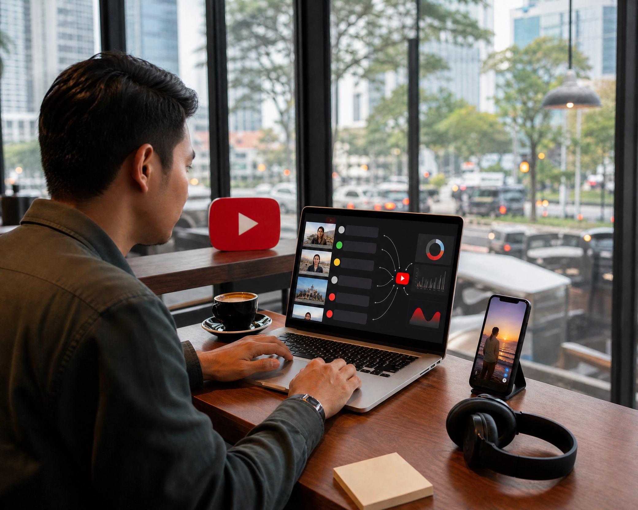 Agen layanan pelanggan Indonesia menangani konsultasi komentar YouTube secara terpusat di laptop